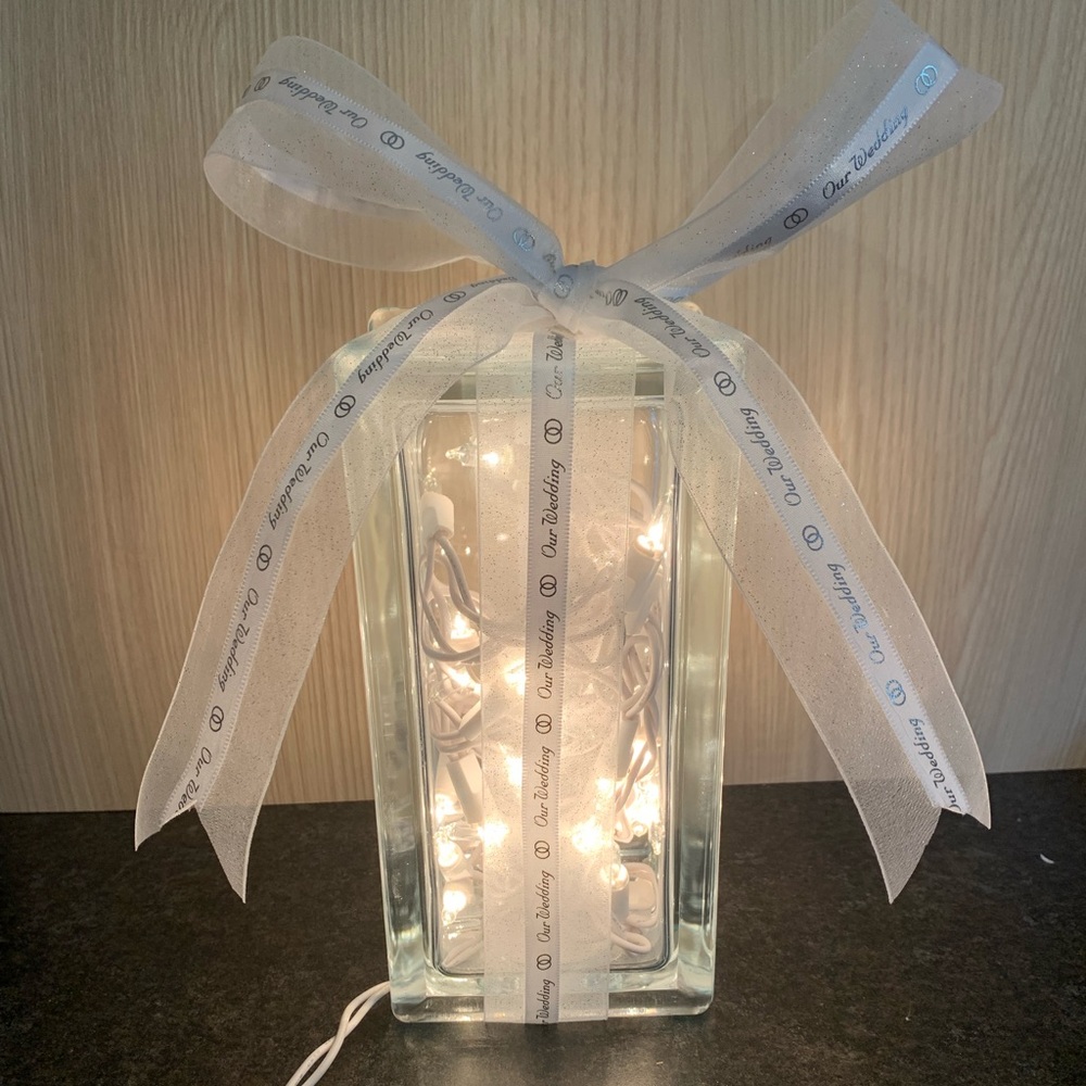 “Our Wedding” glass lighted block